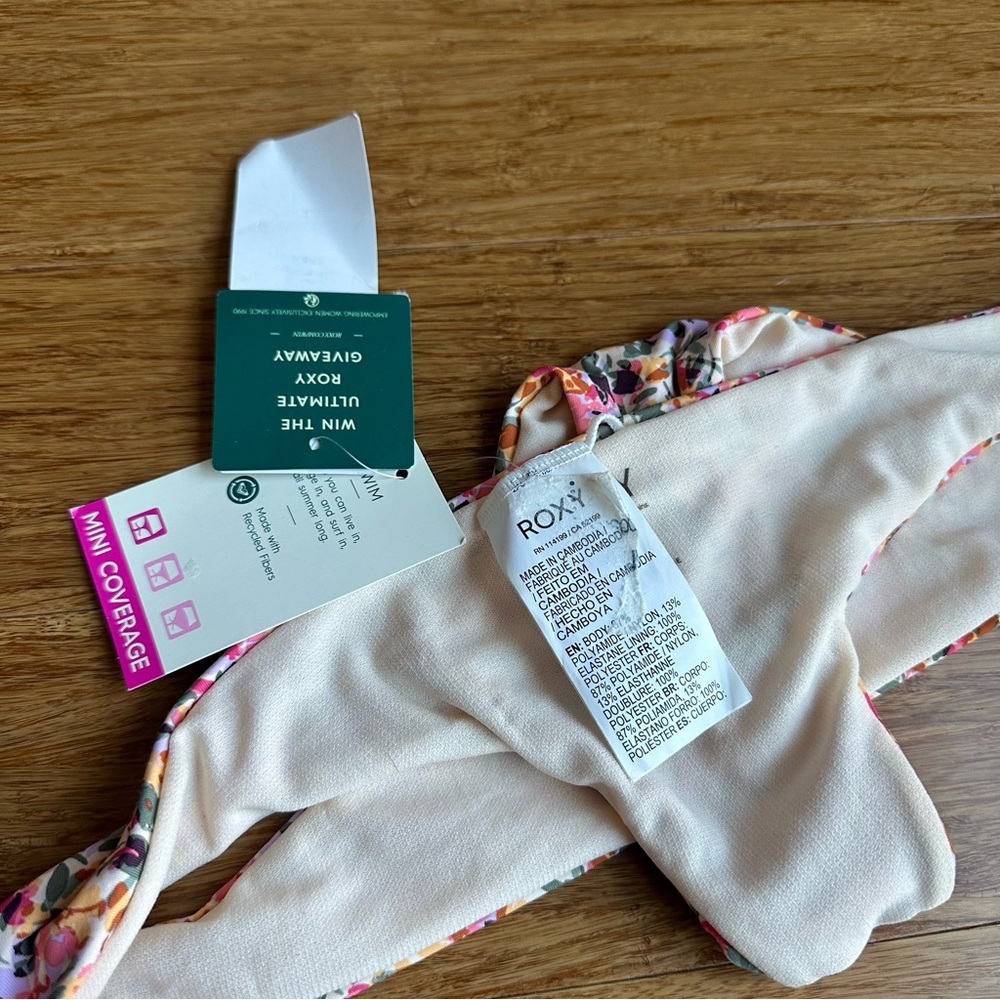 NWT ROXY Size Large Floral Beach Classics Tanga Mini Coverage Bikini Bottom - Picture 6 of 6